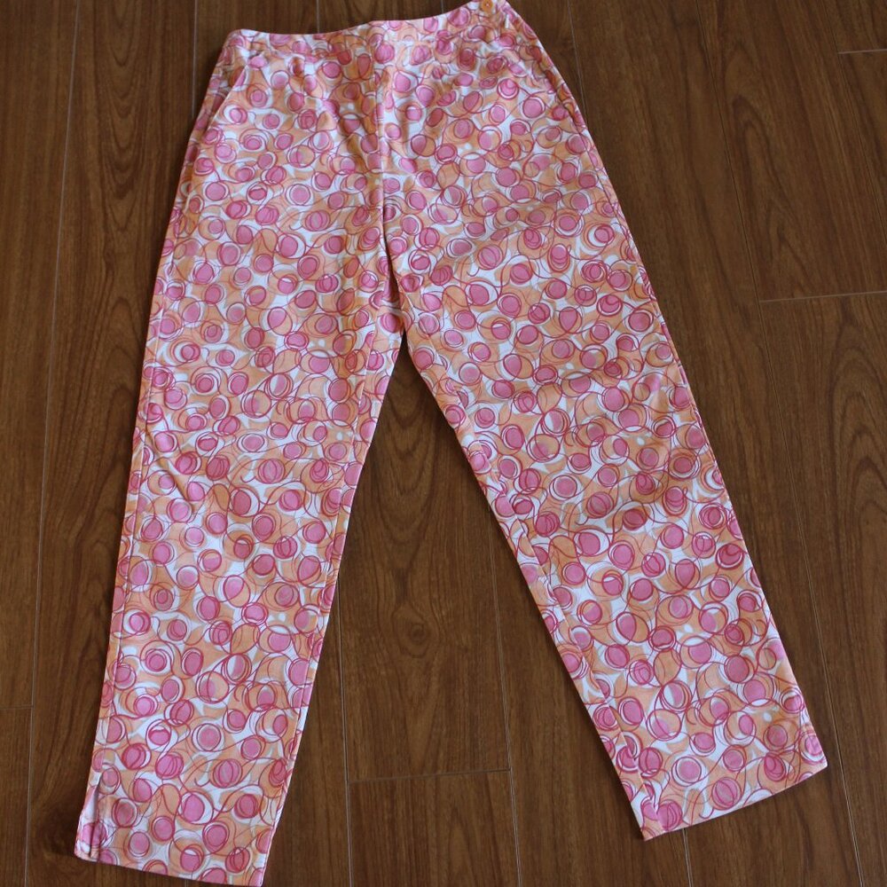 Talbots Stretch Orange and Pink Swirls Pants size 4P